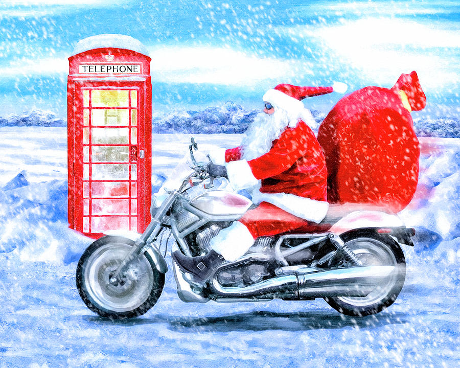 Father Christmas Has A New Bike Mixed Media by Mark Tisdale