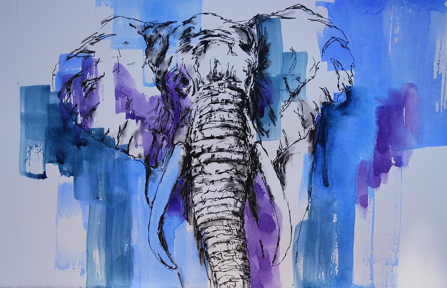 Father Elephant Painting by Tara Moorman