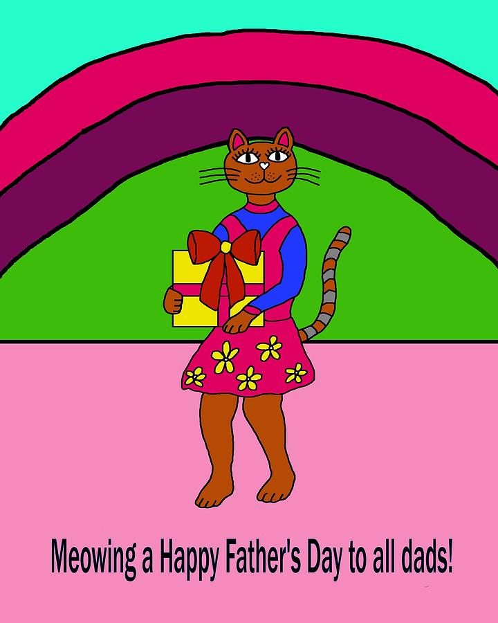 Fathers Day Cat Digital Art by Laura Smith