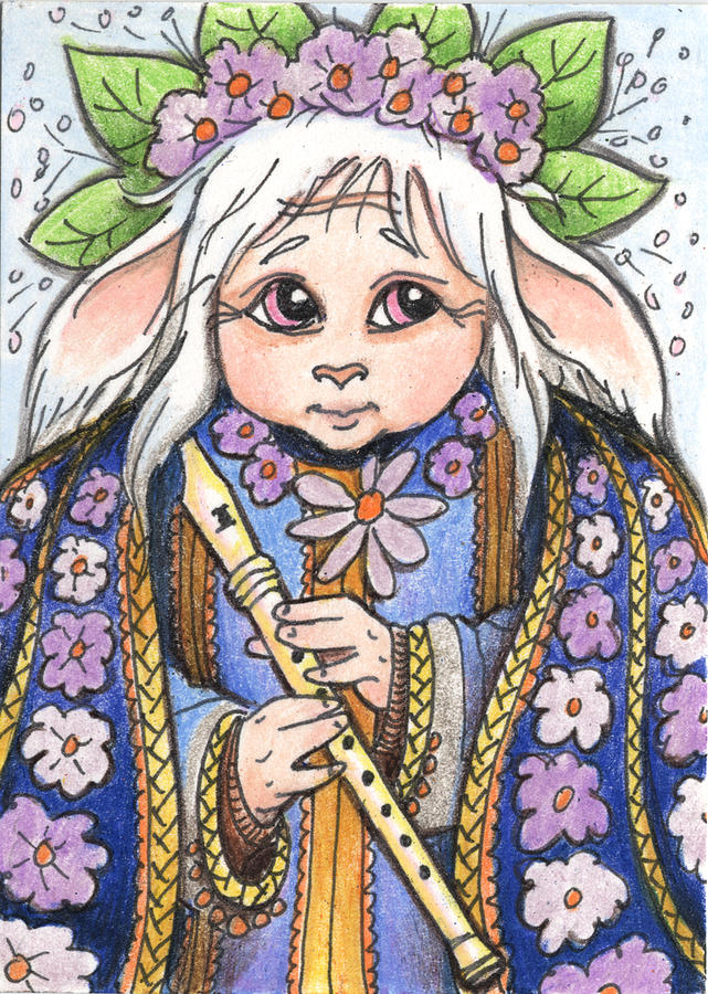 Faun Flute Player Drawing