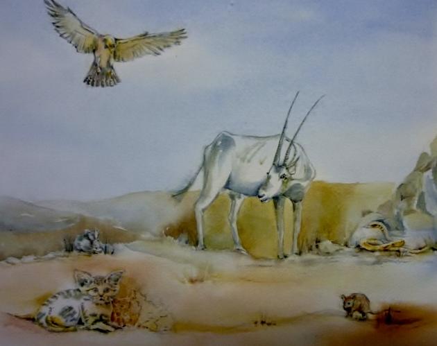 Fauna of the desert Painting by Donna Acheson-Juillet