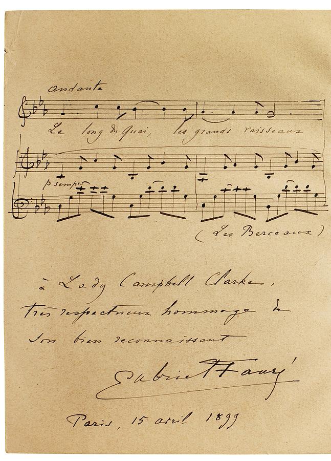 Faure Gabriel AUTOGRAPH MUSICAL QUOTATION FROM THE SONG LES BERCEAUX OP ...