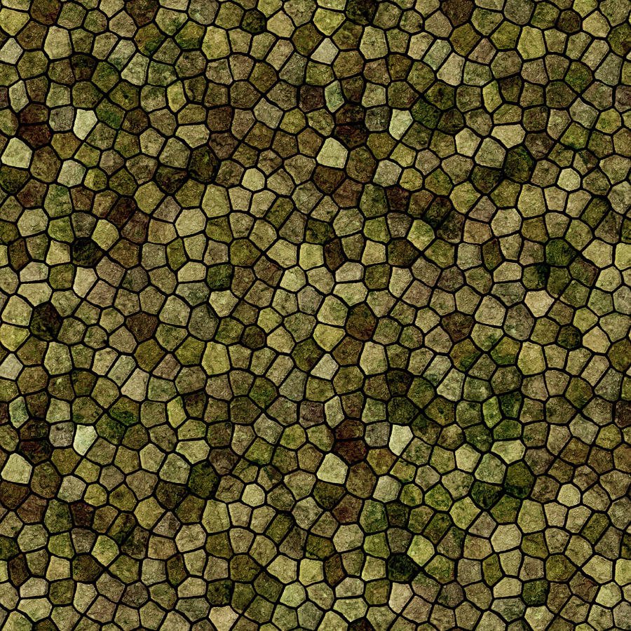 Seaweed and Juniper Cobbled Patchwork Terrazo Pattern Digital Art by Taiche Acrylic Art