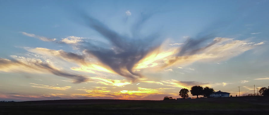 Faux Tornadic Clouds at Sunset Pano Photograph by Greg Jackson