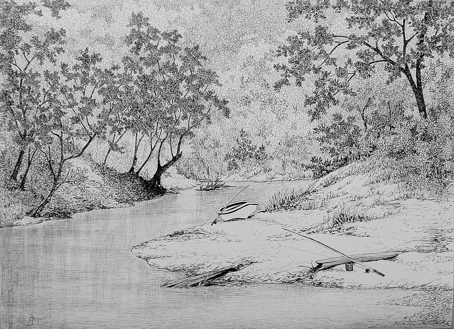 Favorite Fishing Spot Drawing By Colleen Marquis - Fine Art America