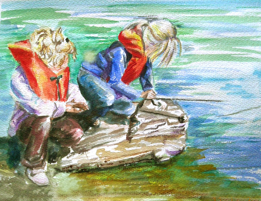Children Painting - Favorite Log by Olga Kaczmar