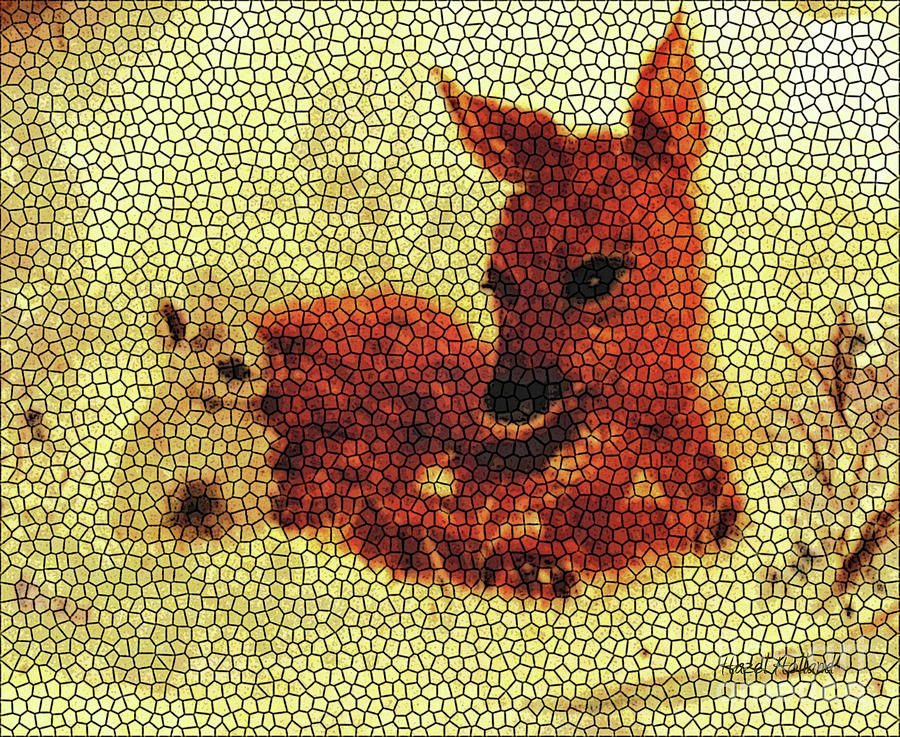 Stained Glass Fawn and Bunny Painting by Hazel Holland