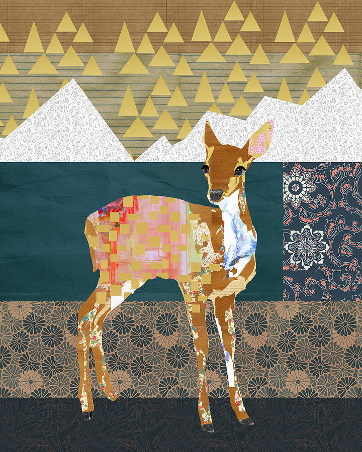 Fawn Collage Mixed Media by Claudia Schoen