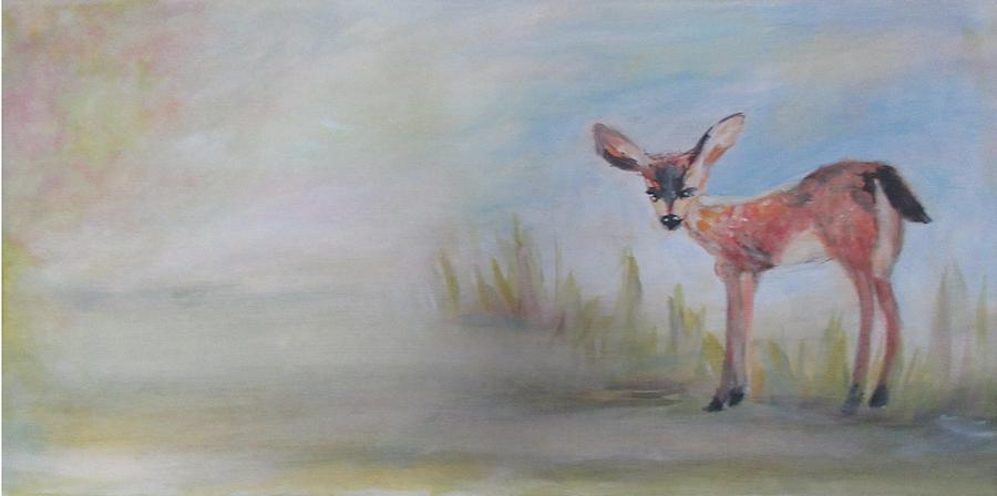 Fawn Day Painting by Denice Palanuk Wilson
