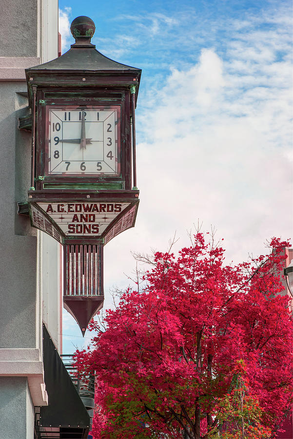Fayetteville Arkansas Clock and Fall Colors Photograph by Gregory Ballos