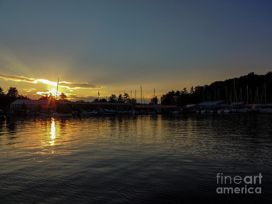 Sunset Photograph - Fays Boat Yard by Mim White