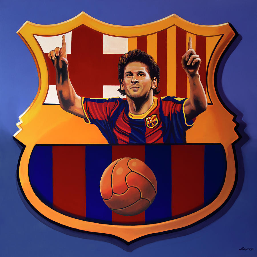 Lionel Messi Painting - FC Barcelona Painting by Paul Meijering