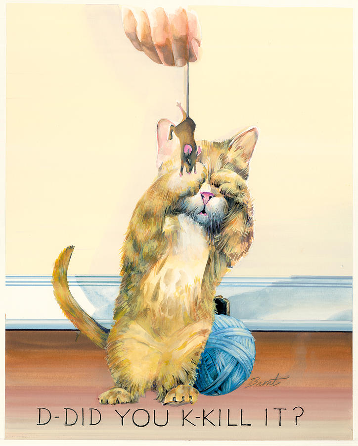 Mouse Killer Painting - Fearful Frank Failed Mouser by Robert Brent