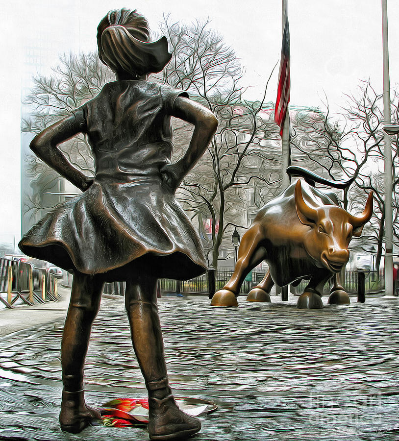 Fearless Photograph - Fearless Girl and Wall Street Bull Statues 5 by Nishanth Gopinathan