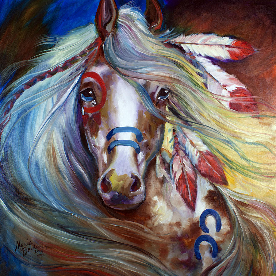Horse Painting - Fearless Indian War Horse by Marcia Baldwin