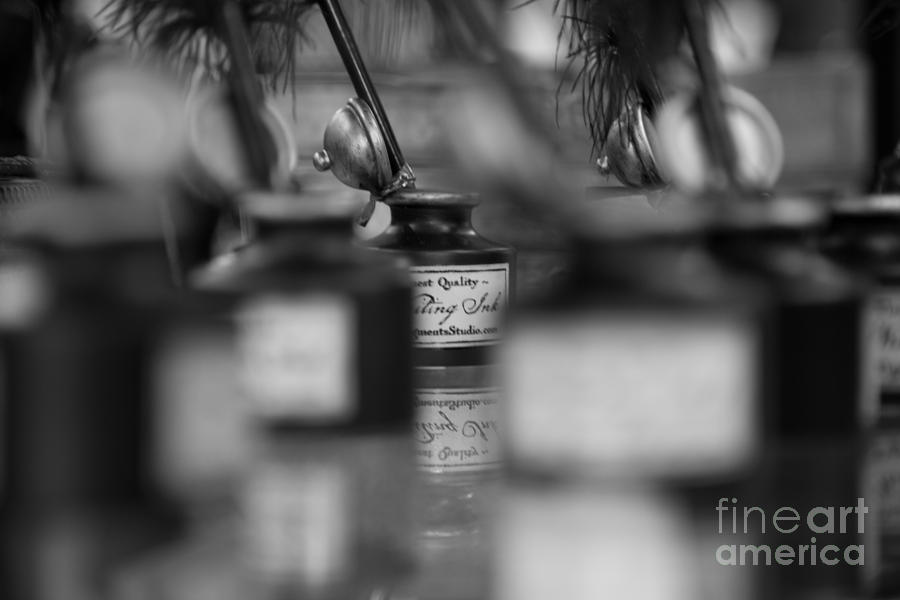 Feather Still Life Photograph - Feather And Ink Bottle by Olga Photography