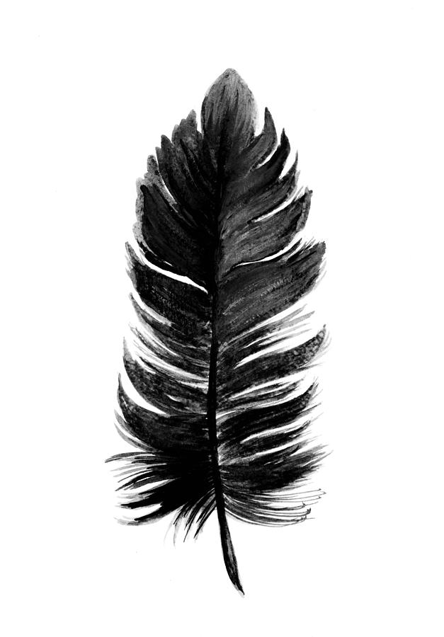 Feather Black Painting Painting by Green Palace - Pixels