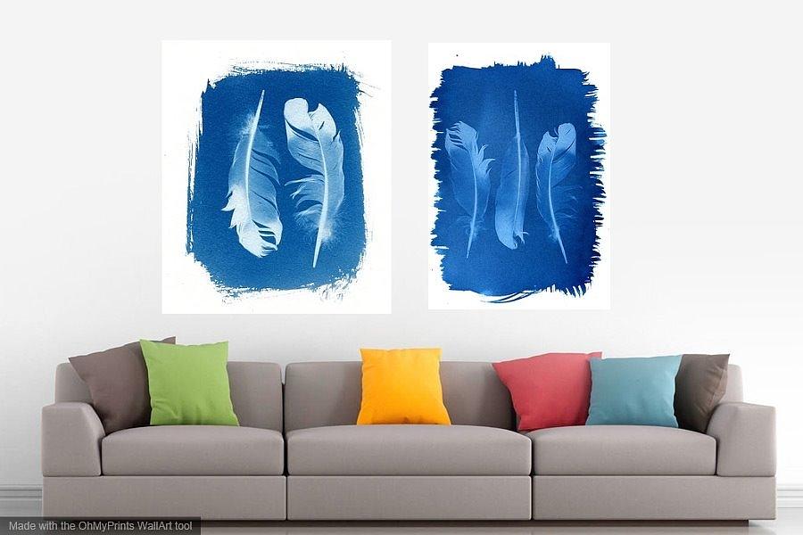 Feather cyanotype home decor Photograph by Jane Linders