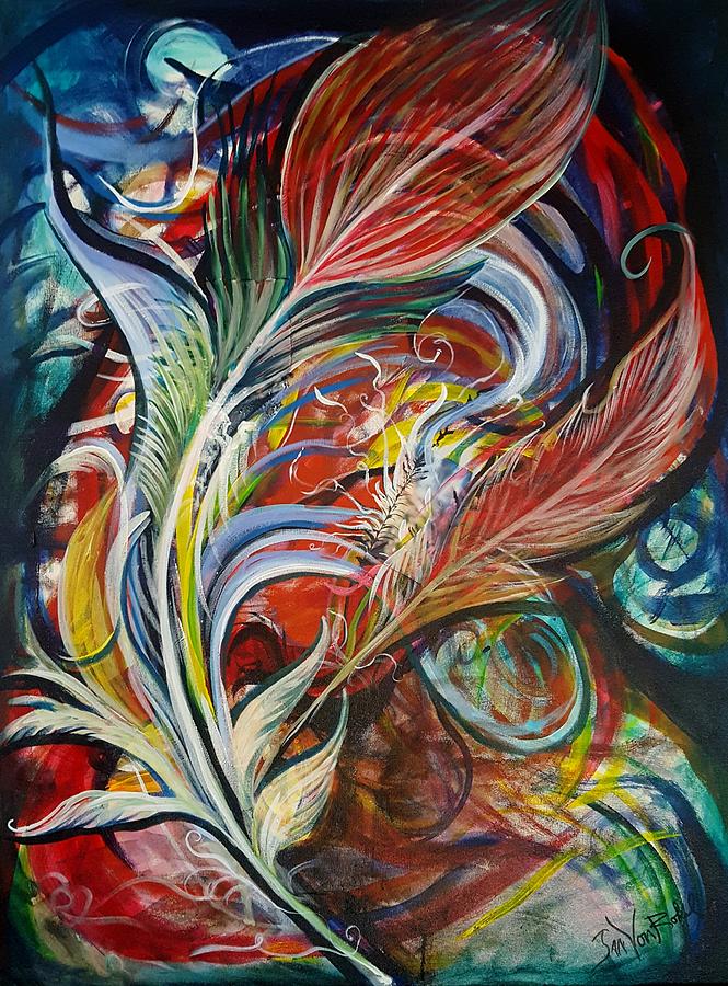 Feather Fury Painting by Jan VonBokel