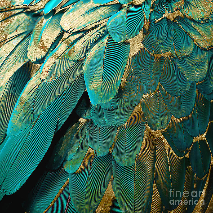 Feather Glitter Turquoise Painting by Mindy Sommers
