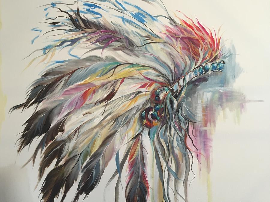 Feather Hawk Painting by Heather Roddy
