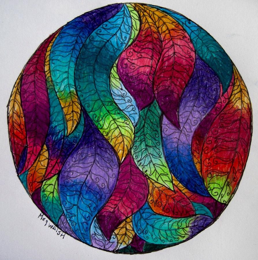 Feather Mandala Drawing by Megan Walsh
