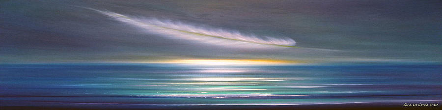 Feather Panoramic Sunset Painting by Gina De Gorna