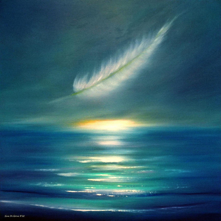 Feather Sunset Square Painting Painting by Gina De Gorna