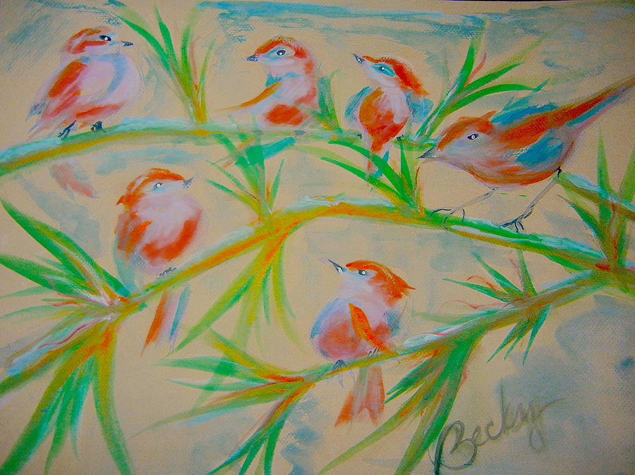 Bird Painting - Feathered Friends by Becky Phillips
