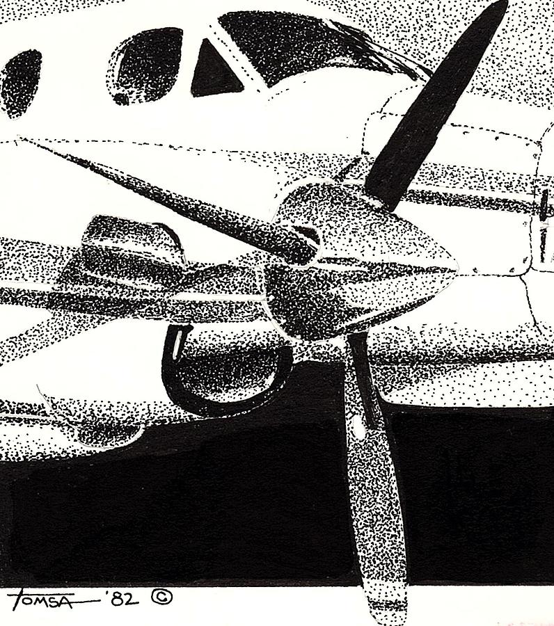 Feathered Prop Drawing by Bill Tomsa