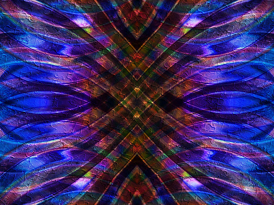 Abstract Digital Art - Feathered Stained Glass by Kiki Art