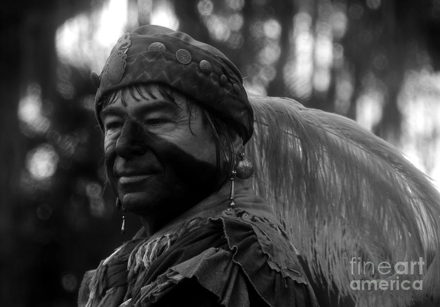 Black And White Photograph - Feathered Warrior by David Lee Thompson