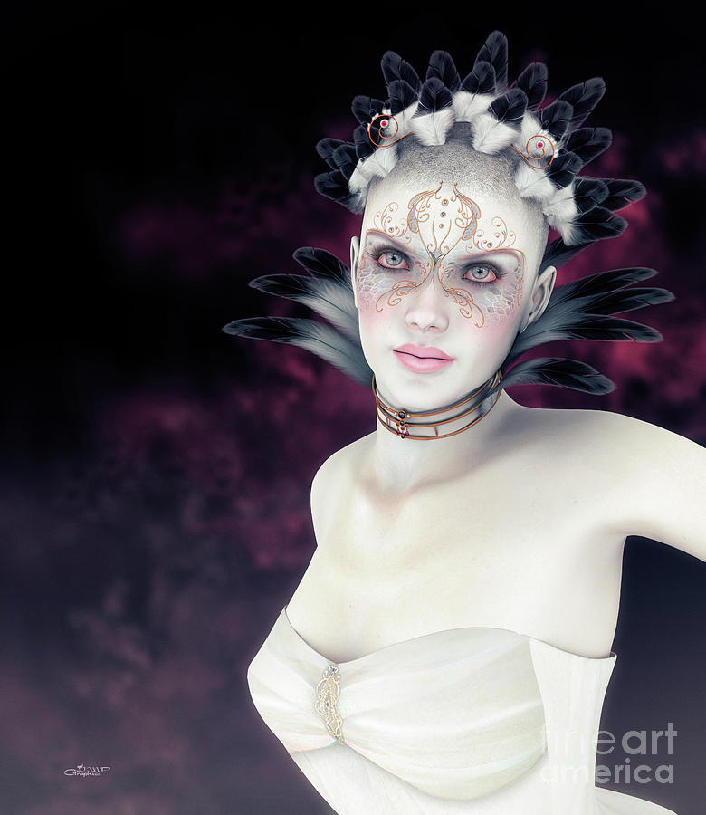 Feathered White Lady Digital Art by Jutta Maria Pusl