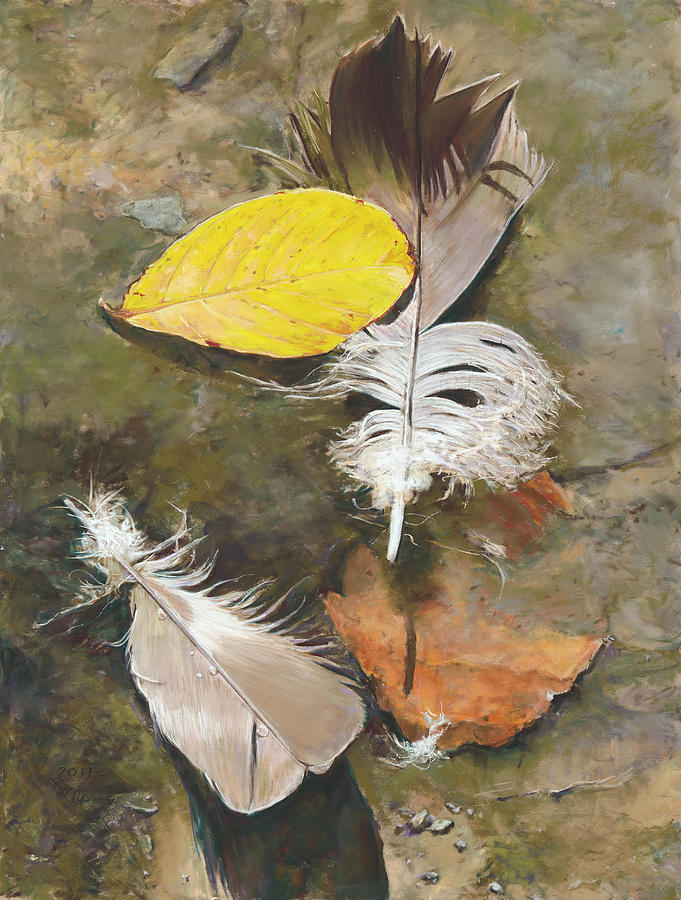 Feathers and Leaves Pastel by Nick Payne