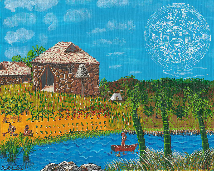 February  Mayan Farm Painting by Paul Fields