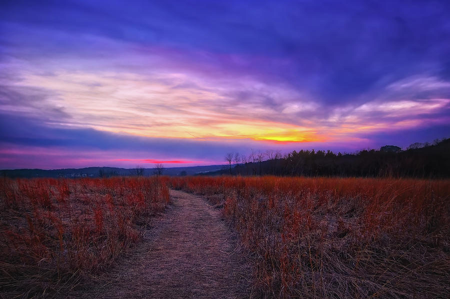 February Sunset and Path at Retzer Nature Center Photograph by Jennifer Rondinelli Reilly - Fine Art Photography
