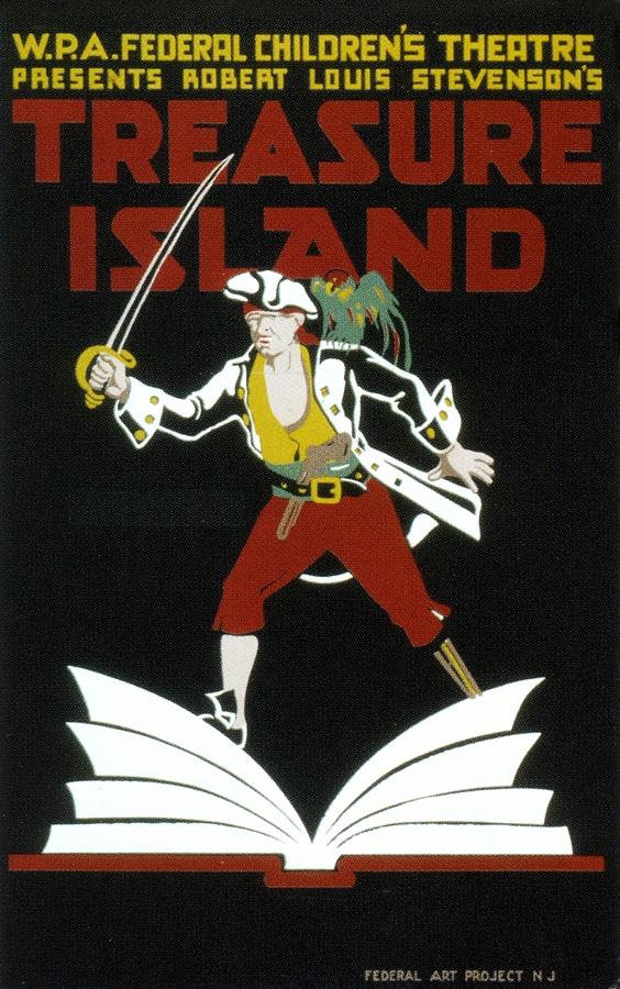 Federal Childrens Theatre - Treasure Island - Retro travel Poster - Vintage Poster Mixed Media by Studio Grafiikka