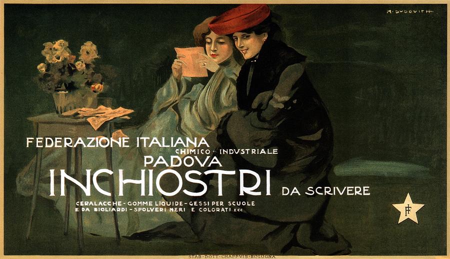 Federazione Italiana Chimico Industriale Padova Inchiostri Da Scrivere - Vintage Advertising Poster Mixed Media
