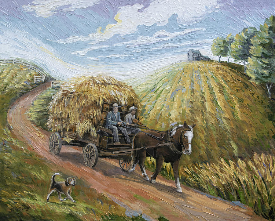 Wagon Painting - Feed My Horse On Corn And Hay by Paula McHugh Wagon Painting - Feed My Horse On Corn And Hay by Paula McHugh