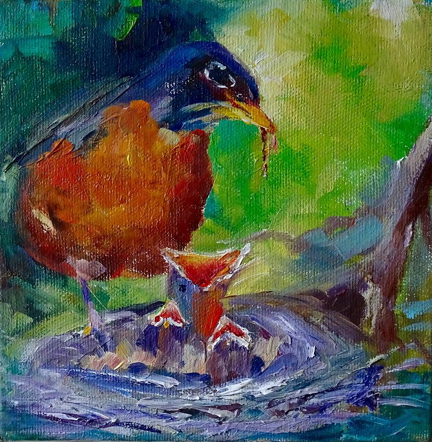 Bird Painting - Feed the Birds by Sarah Jane Conklin Bird Painting - Feed the Birds by Sarah Jane Conklin