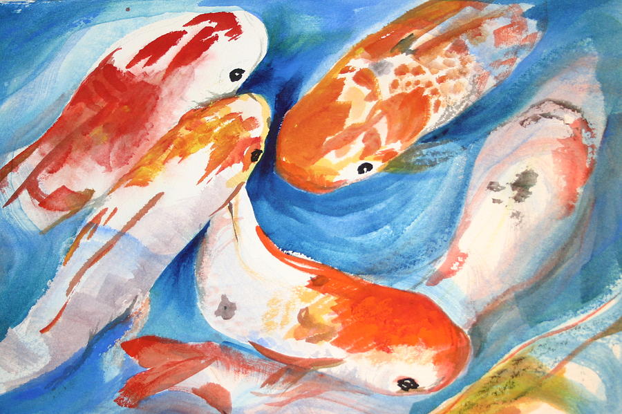 Feeding Frenzy Koi Fish Painting by Ileana Carreno - Fine Art America