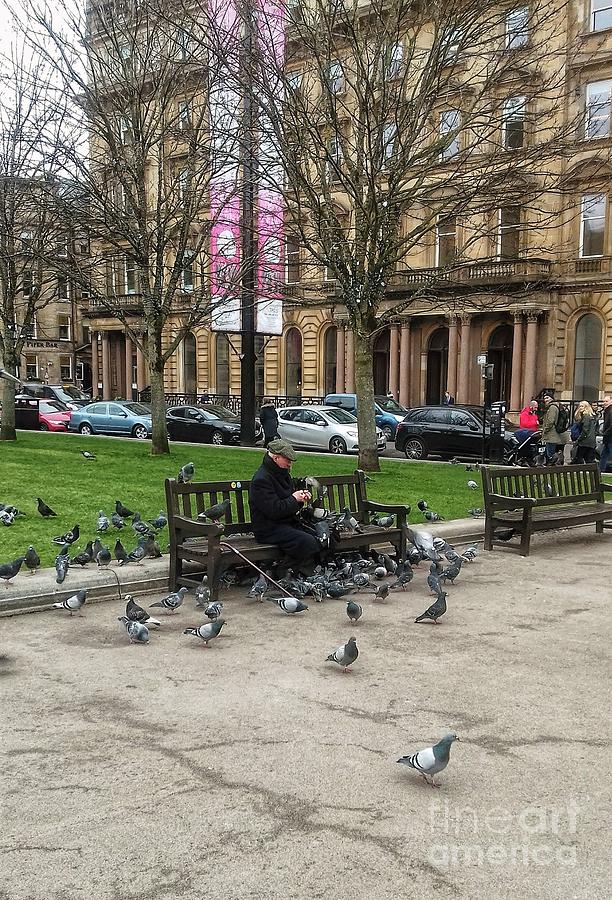 Feeding the Birds at George Square Photograph by Joan-Violet Stretch