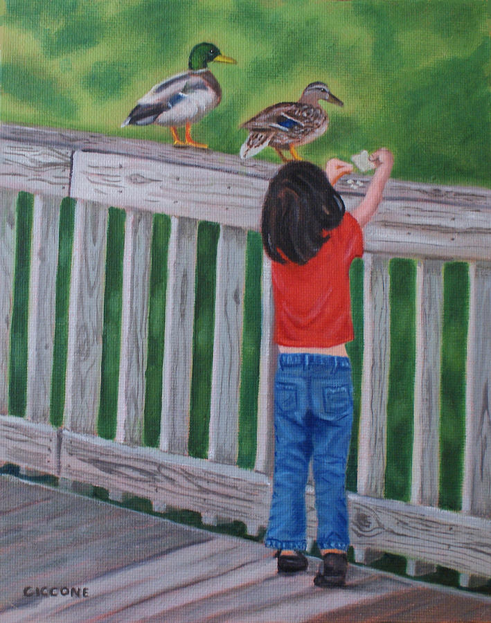 Feeding the Ducks Painting by Jill Ciccone Pike