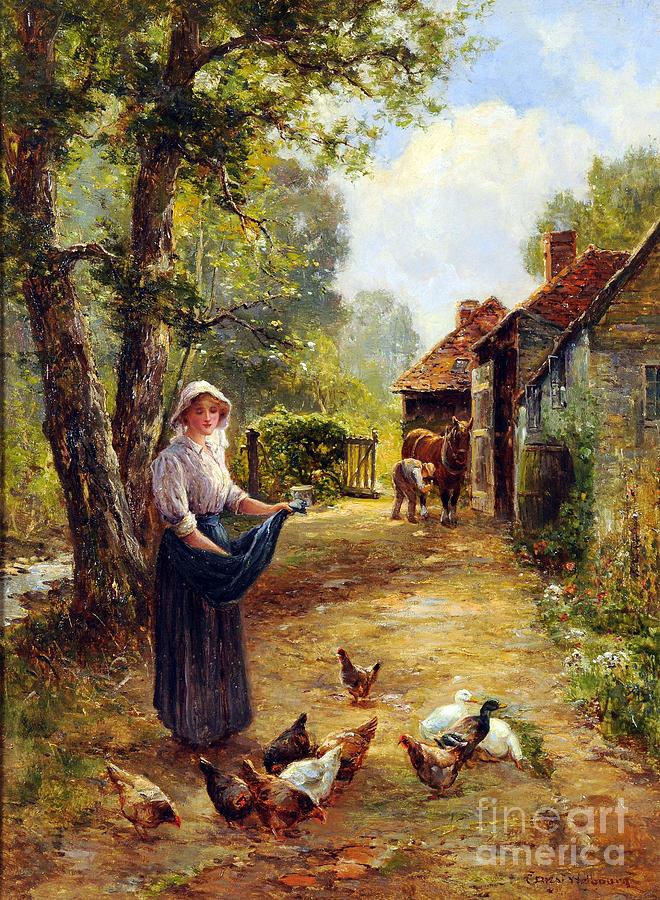 Feeding the Fowl Painting by Celestial Images