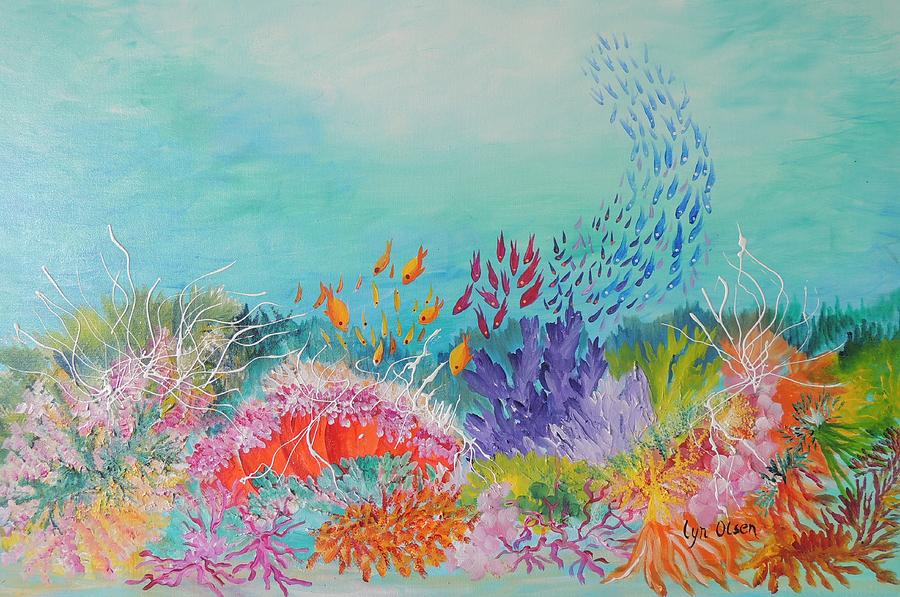 Feeding Time On The Reef Painting by Lyn Olsen