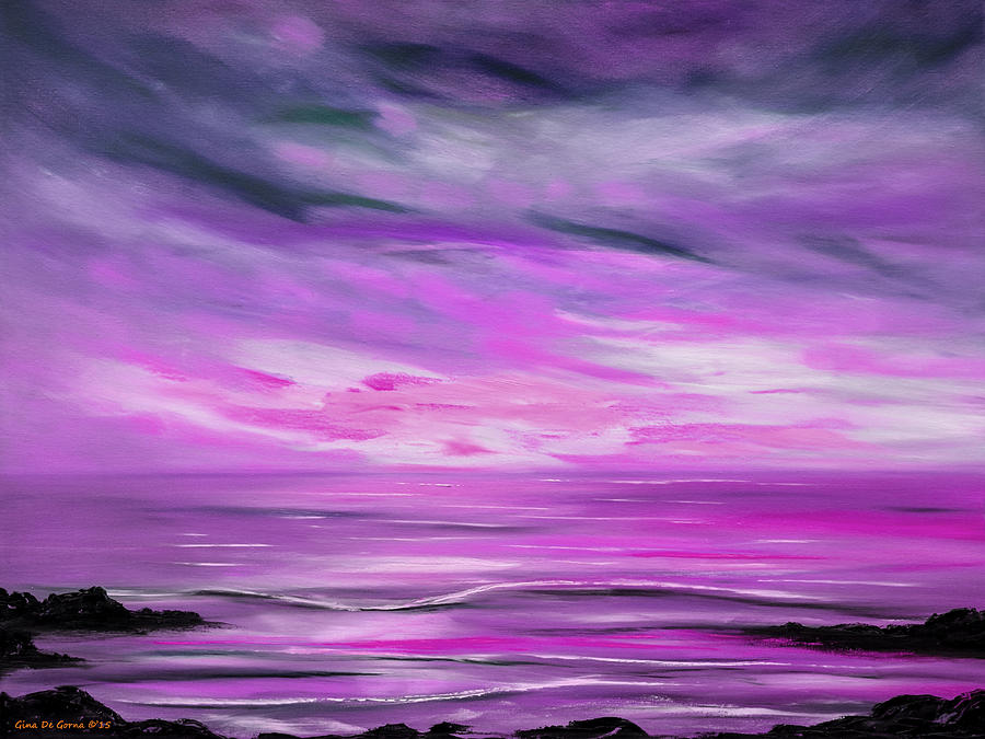 Feeling the Divinity -  Violet Sunset Painting Painting by Gina De Gorna