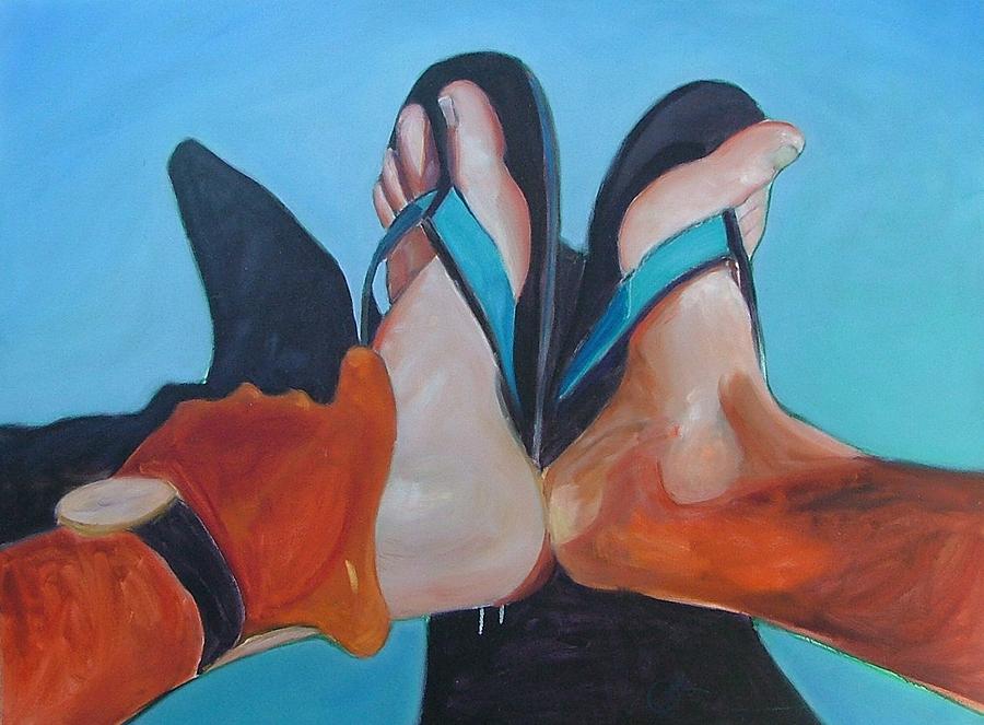 Watch Still Life Painting - Feet Sunning by Gary Coleman