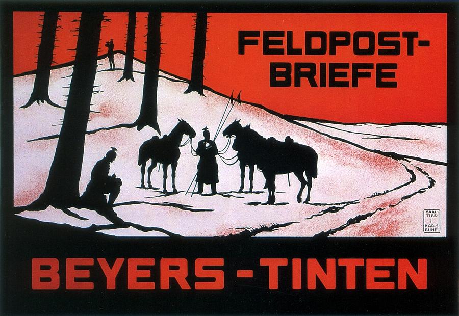 Feldpost-Briefe - Beyers-Tinten - Two Man with Horses - Retro travel Poster - Vintage Poster Mixed Media by Studio Grafiikka