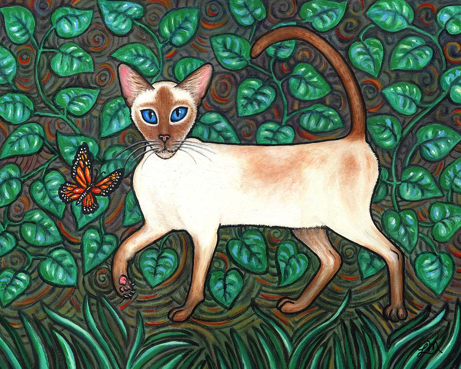 Cat Painting - Felina and the Monarch by Linda Mears Cat Painting - Felina and the Monarch by Linda Mears