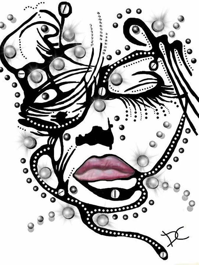 Female abstract face Digital Art by Darren Cannell